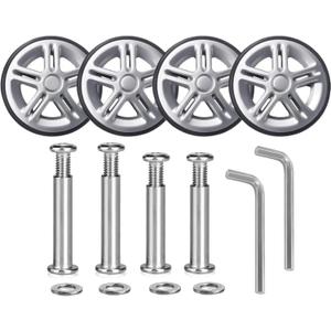 Luggage Suitcase Replacement Wheels Luggage Replacement Wheels Wear-Resistant Mute Suitcase Rubber Swivel Caster Repair Kits (Sliver-55mm-4pcs)