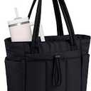 Wandering Nature Work Tote for Women, 40oz Large Bottle Pocket, 15.6" Padded Device Compartment, Commute, Daily Use, Black