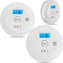 3 Packs Smoke and Carbon Monoxide Detector Powered by Battery,Portable Smoke Detector Carbon Monoxide Detector Combo with Large LCD Display, Fire Alarm Smoke Detector for Home,Kitchen