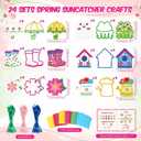 Feifeiya 24 Set Mother's Day Crafts Spring Suncatcher Crafts DIY Spring Tissue Paper Kit Flower Umbrella Rain Boot Hanging Decor Window Art for Mother's Day April Home Activity Party Favors(Rainy)