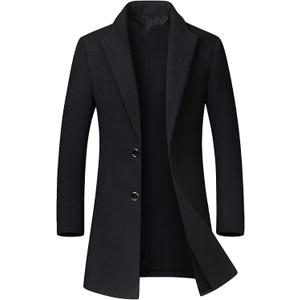 chouyatou Men's Mid-Length Single Breasted Wool Blend Top Coat X