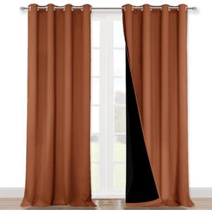 NICETOWN 100% Blackout Blinds, Set of 2, 46" x 102", Burnt Orange, Laundry Room Decor Window Treatment Curtains for Large Patio Sliding Door, Thermal Insulated Curtains for Bedroom