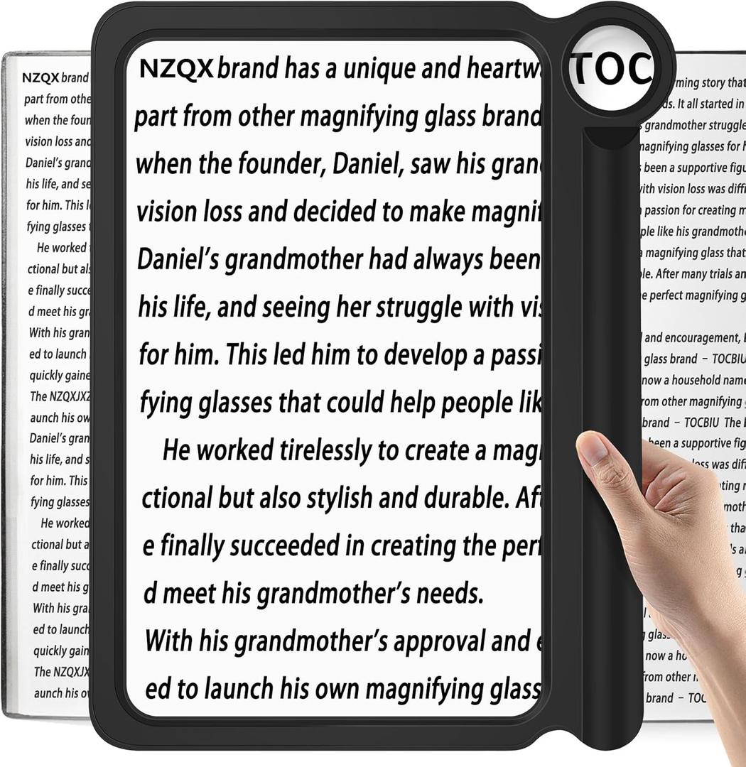 6X 30X Large Magnifying Glass, Handheld Magnifying Glass for Reading, Magnifier Sheet Full Book Page Viewing Area, Lightweight Perfect Magnifiers for Reading Small Prints and Low Vision Seniors