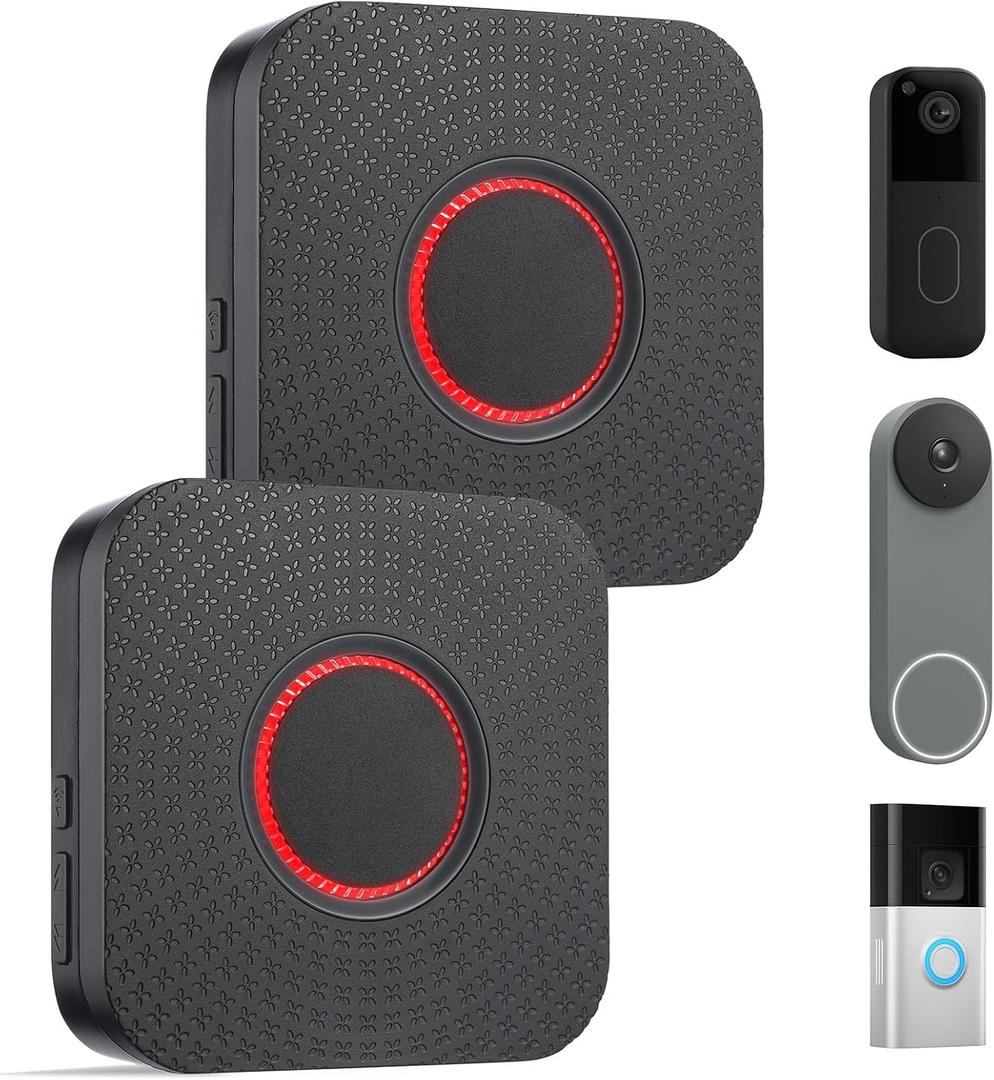 Smart Wireless Doorbell Chime for Google Nest, Blink, Ring Video Doorbell, No Wiring Needed, Easy Setup, 2-Pack