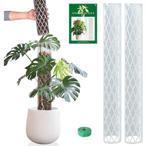 Sisher 2 Pack 16 Inch Plastic Moss Poles for Climbing Plants D Shaped Moss Pole Work with Sphagnum Moss Sticks for Indoor Plants, Moss Pole Monstera Plant Support,with Garden Ties