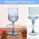 24 Pcs Blue Plastic Wine Glasses, Plastic Goblets for Parties, Vintage Wine Glasses Bulk, Reusable Drinking Glass, Drinkware Cups for Wedding Party Reception Event Supplies