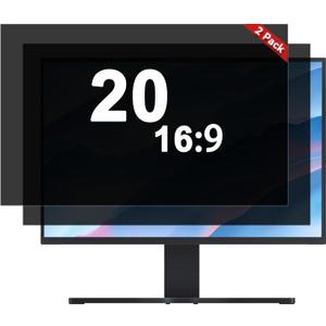 [2-Pack] 20 Inch Computer Privacy Screen Filter (16:9 Aspect Ratio) - Removable, Anti Glare & Blue Light Blocking, Compatible with HP Dell ASUS Acer Samsung Monitors