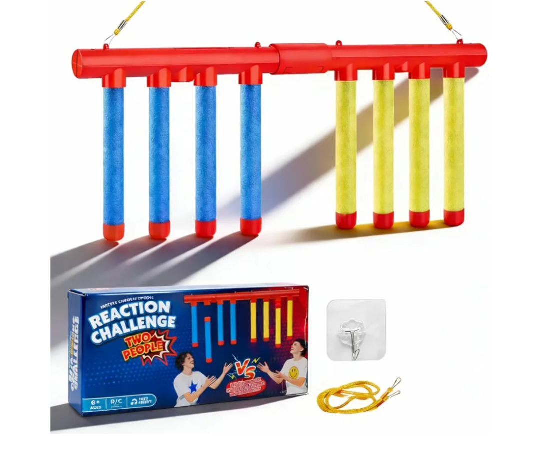 Reflex Sticks Falling Game, 2026 Reflex Drop Sticks Challenge Toy, Hand-Eye Coordination & Reaction Training Game with 3 Speed Modes for Adults (Blue & Red)