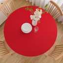 Wolkemer 5ft Fitted Round Tablecloth Spandex Stretch Cocktail Table Cover Elastic Edge Red Table Topper Cap for Dining Wedding Party Picnic 60 Inch