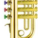 Lewtemi Gold Trumpet Musical Instruments Toy for Kid Toddler Fake Plastic Preschool Music Toy Gift Portable Wind Instrument Early Educational Teaching Songs Gifts for Toddlers Children