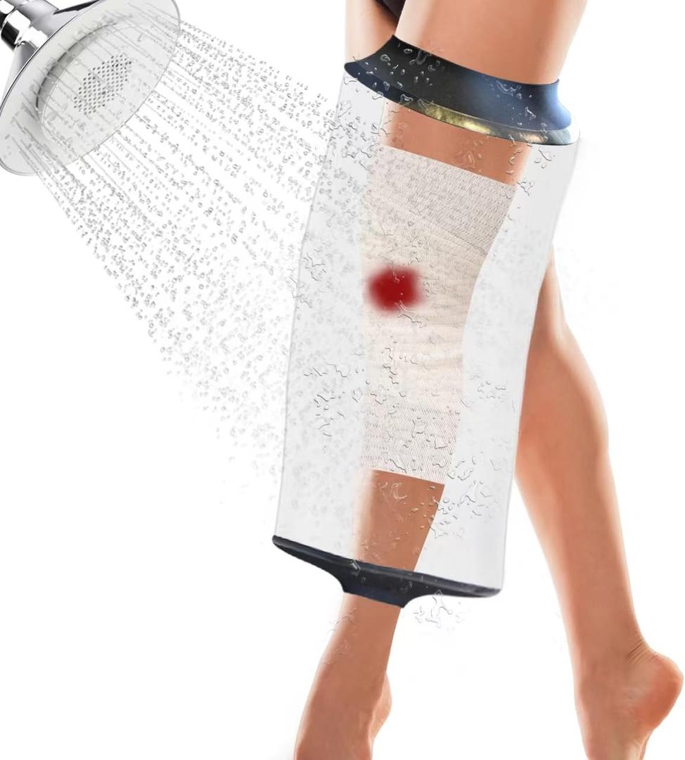 KEEFITT Knee Cast Cover for Shower, Waterproof Shower Protector for ACL Surgery, Wound, Burns Watertight Protection (New M2)
