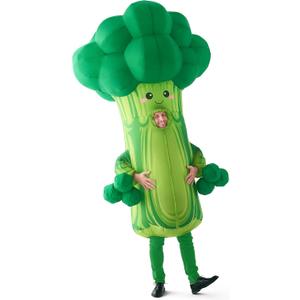 Spooktacular Creations Halloween Inflatable Costume Adult, Full Body Broccoli Blow Up Costume, Funny Green Inflatable Suit for Halloween Cosplay Parties, Large(67In)