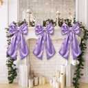 Suncalla 3 Pcs 2 ft Large Bow Decorations Big Light Purple Satin Bows Hanging Wall Decors for Room Fireplace Coquette Birthday Backdrop Bridal Shower Wedding Bachelorette Christmas Party Supplies