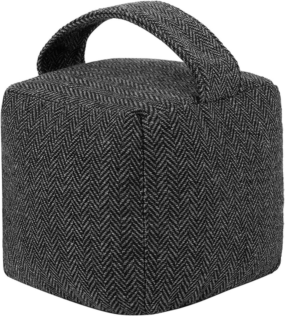 4.4 lbs Heavy-Duty Door Stopper, Decorative Door Stopper, Weighted Fabric Door Stopper for Bedroom, Living Room, Interior & Exterior Doors, Also for Door Prop for Cats Dogs (Black)