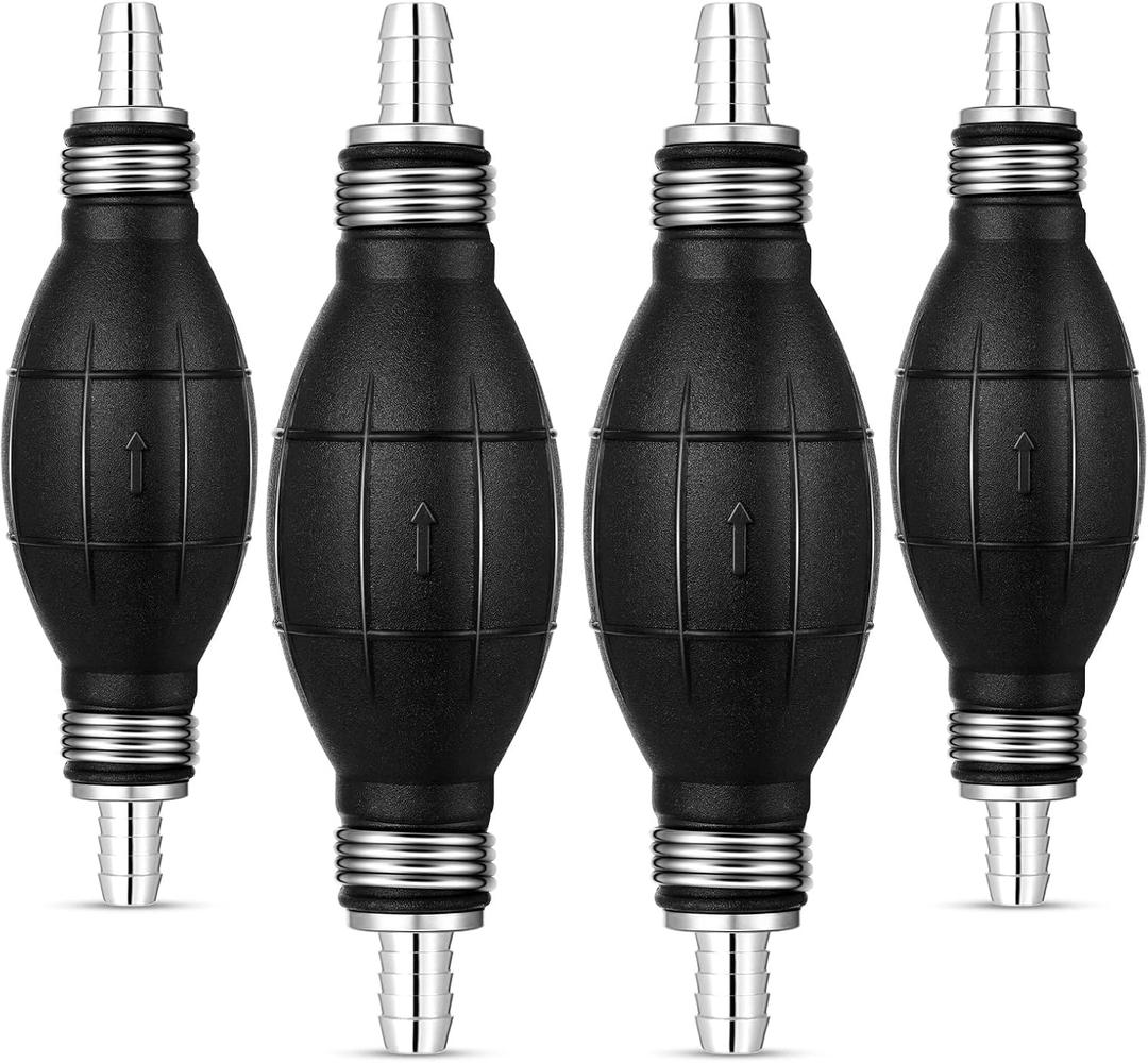 BBTO 4 Pieces Black Primer Bulb Rubber Fuel Pump Transfer Vacuum Fuel Primer Bulb Marine Gas Siphon Hand Pump Outboard Line for Petrol Marine Boat Accessories(1/4'' 6 mm)