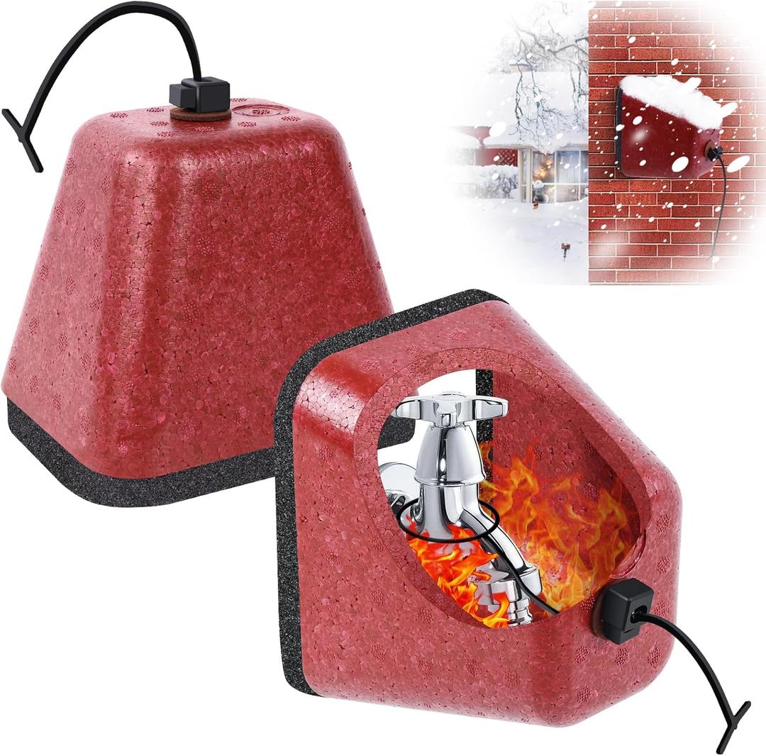 Insulated Foam Faucet Covers for Winter, 2 Pack with Freeze Protection, Reusable Spigot Covers for Hose Bibs and Water Pipes