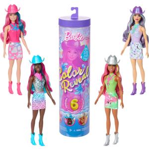 Barbie Color Reveal Fashion Doll & Accessories with 6 Surprises, Disco Star Series with Metallic Shine & Color-Change Bodice 