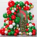 Christmas Balloons Arch Kit Garland, 131Pcs Red Green White Balloons Different Size, Red Green Gold Latex Balloons for Christmas New Years Party Decorations