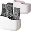 LINFIDITE 2 Pack TV Remote Holder Wall Mount Remote Control Holder for Bed Universal Bedside Wall Remote Holder Caddy Organizer Hole-Free Remote Control Holder (For 2 Or 3 Remote ControlsWhite