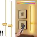 Battery Operated Wall Sconce Set of 2, 10000mAh Rechargeable Dimmable LED Wall Lamps with Remote, Modern Wireless Wall Lights for Bedroom, Living Room, Hallway, Indoor Decor, 40 Inch, Golden