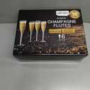 GuanQiao 16 Pack Clear Champagne Flutes, 6oz Disposable Wine Glasses with Long Stem, Reusable Plastic Cocktail Glasses for New Years Eve Party Birthday Wedding Celebration Toasting Drinking