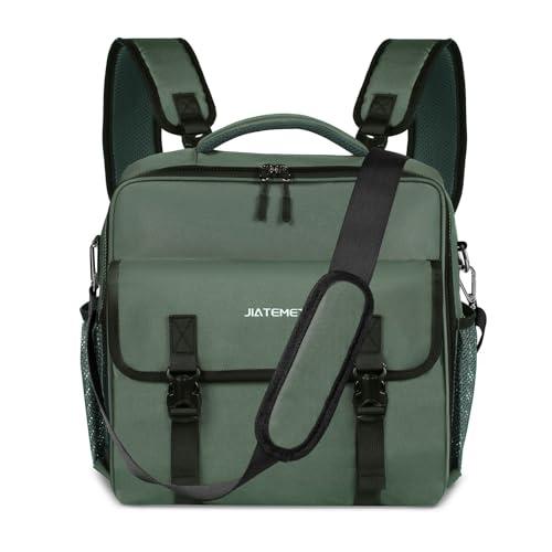 JIATEMET 3 Ring Zipper Binder Bag for 700+ Sheets Capacity Detachable Backpack Straps & Shoulder 14 Inch Laptop for School and Office(Green)