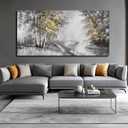 SOUGUAN Wall Art for Bedroom Forest Canvas Art Hand Painted Artwork Gold Plant Pictures for Living Room Office Home Decoration 30x60 Inch