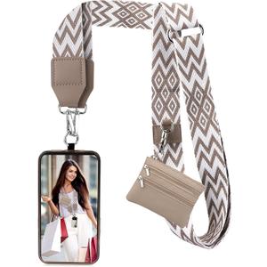 XANGNIER Clip and Go Strap for Phone with Wallet Crossbody, Phone Strap with Zippered Wallet, Adjustable Anti Theft Cellphone Lanyard for Women, Cellphone Chain Accessories,Multicolor 21