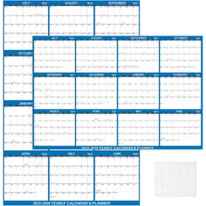 2025-2026 Wall Calendar 24" x 36" Dry Erase Calendar for Wall from July 2025 to June 2026 12 Month Annual Large Yearly Wall Planner for Office School(Blue)