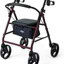 Medline Steel Rollator Walker for Adult Mobility Impairment, Burgundy, 350 lb. Weight Capacity, 8 Wheels, Foldable, Adjustable Handles, Rolling Walker for Seniors