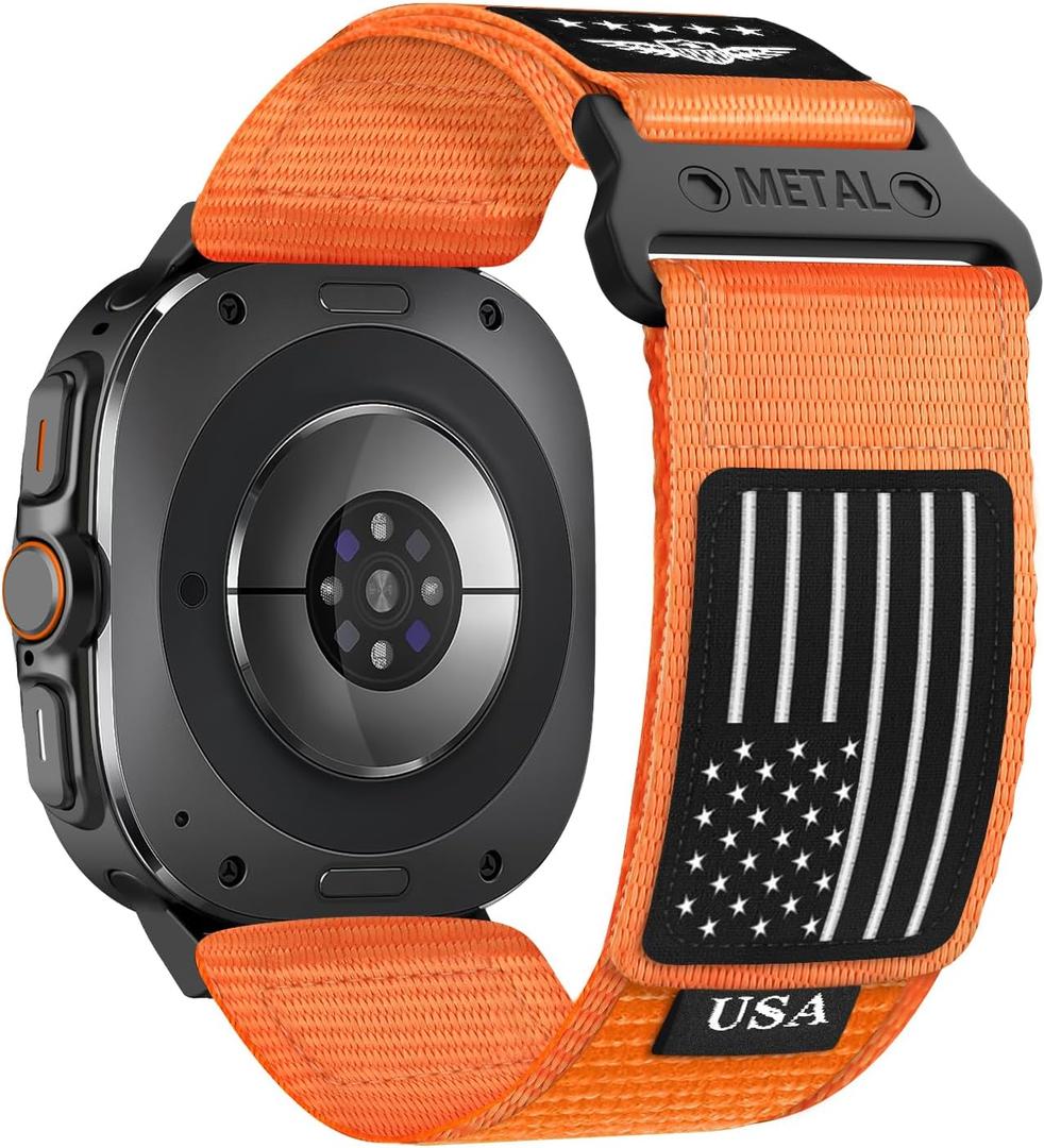 Rugged Nylon Band for Galaxy Watch Ultra Bands 47mm for Men Women,One Click No Gap Fabric Woven Wristbands Adjustable Sport Strap for Samsung Galaxy Watch 7 Ultra Band 47 mm for Man,L