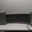 Teamson Home 38.58 in. Modern Curved Faux Slate Waterfall Fountain for Indoors or Outdoors with LED Light Accents and 1.98-Gallon Pump, Black and Stone Gray