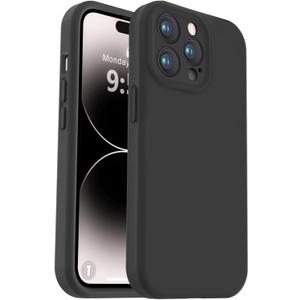 Vooii Compatible with iPhone 14 Pro Max Case, Liquid Silicone Upgrade [Camera Protection] [Soft Anti-Scratch Microfiber Lining] Shockproof Phone Case for iPhone 14 Pro Max 6.7 inch - Black