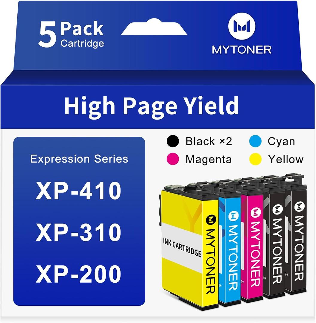 Remanufactured for Epson 200 Ink Cartridges Combo Pack Replacement for 200 XL Ink Cartridge for Printer Expression XP-200 XP-300 XP-310 XP-400 XP-410 Workforce WF-2520 WF-2530 (5 Pack)