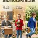 Boy's Dress Coats Blazer Purple Solid Slim Suit with Lapel Formal Party Classic Suits Two Button Jacket for Kids, Size 14