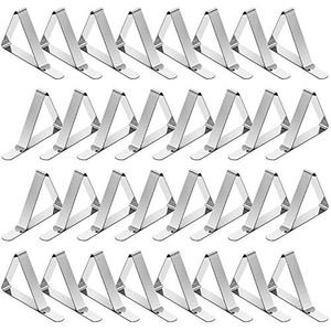 TriPole Tablecloth Clips 32 Pack Picnic Table Clips, Stainless Steel Table Cloth Holder Clips for Outdoor Tables, Metal Tables Cover Skirt Clamps for Camping Dining Wedding Graduation Party Essential