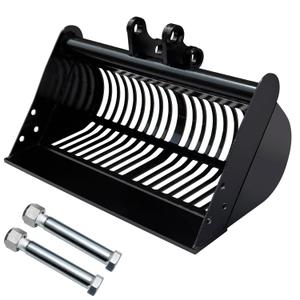 Mini Excavator Screening Bucket, Excavator Attachments Soil Sieving Buckets 23.6inch/600mm for Small Digger, Filtration w/Pins Skeleton Screen Bucket Filtering and Sorting Materials