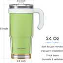 24oz Hygienic Insulated Tumbler with Handle 100% Leakproof Lid with Removable Spout & Straw, Reinforced Vacuum-Protection Base, Cup Holder Friendly, for Travel,Office & School-Key Lime