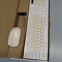 Wireless Keyboard and Mouse Combo, Full-Sized Wireless Keyboard and Adjustable DPI Mouse, 2.4GHz USB Receiver, Keyboard and Mouse for PC, Windows, Desktop, Laptop (Latte Color)