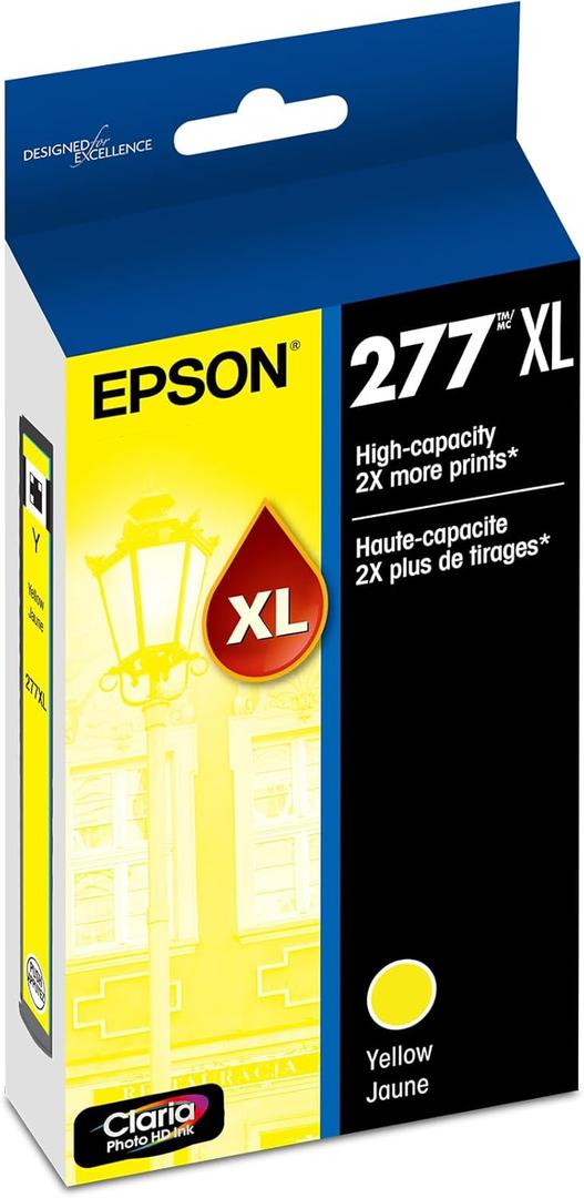 EPSON 277 Claria Photo HD Ink High Capacity Yellow Cartridge (T277XL420-S) Works with Expression XP-850 , 860, 950, 960, 970 (1 Pack)