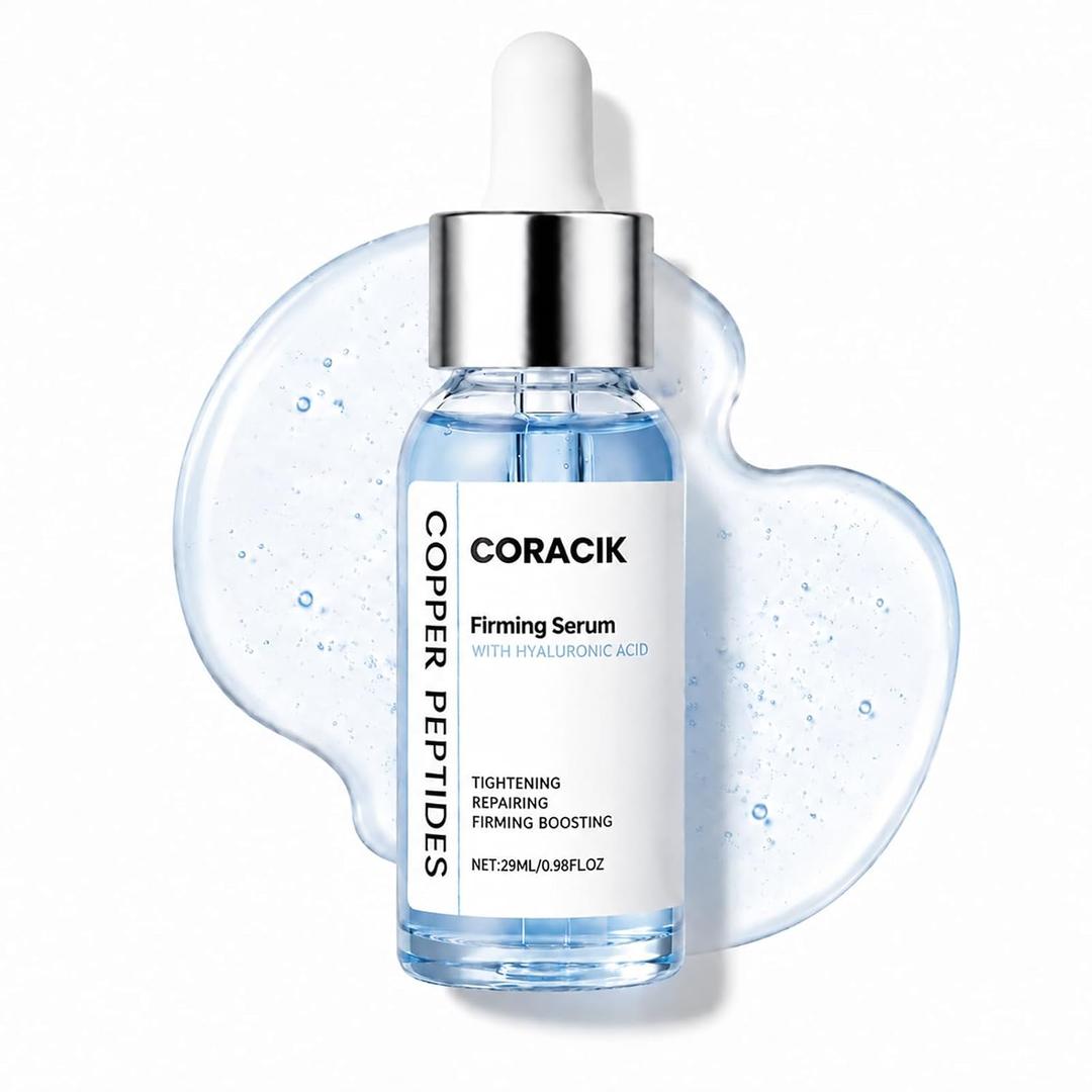 CORACIK GHK-Cu Copper Peptides Serum for Face - Collagen Renewal & Anti-Aging Serum - Hyaluronic Acid, Collagen - Anti Wrinkle, Firming, Moisturizing, 29mL/0.98 Fl Oz