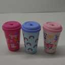 REDUCE GoGo's Kids Portable Tumbler Cups with Lids and Spill-Proof Straws - 3 Pack of Stackable 12 oz Tumblers with Twist-On Lids - Easy Storage, Dishwasher Safe - Serendipity Set