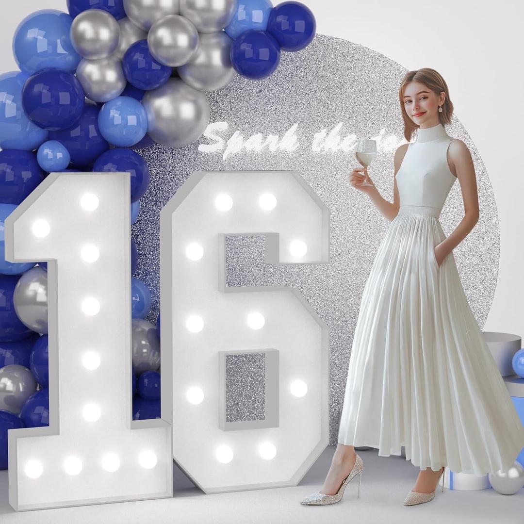 JoyMuse 4FT 16 Marquee Numbers, Large Light Up Numbers 16 for 16th Birthday Decorations