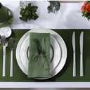 Solid Color Cotton Blended Dinner Cloth Napkins - Set of 12 (17 x 17 inches) - for Events & Home Use (Olive Green)