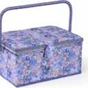Sewing Basket with Sewing Supplies, Large Sewing Box for Accessories Storage, Purple Flower