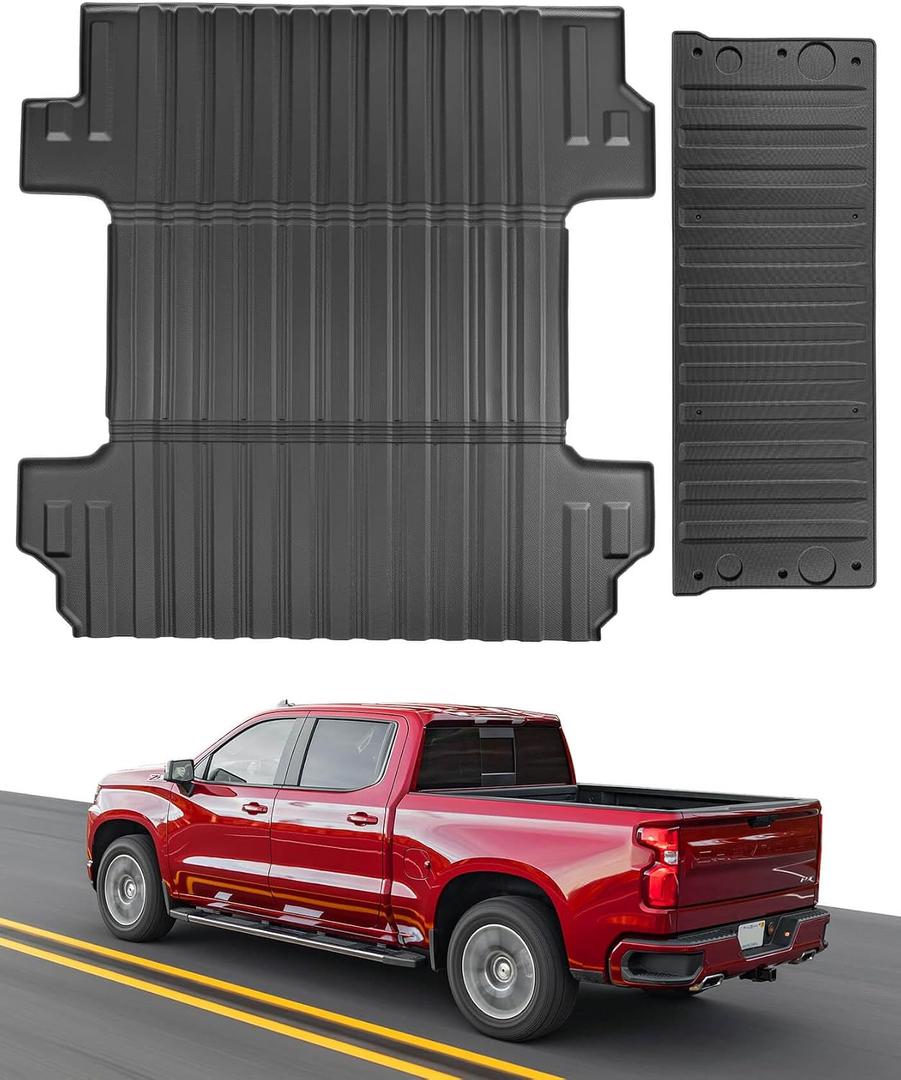CreekT® Bed Mat & Tailgate Mat for Chevy Silverado for GMC Sierra 1500 2019-2026 (6.6FT Bed Only), Heavy Duty All-Weather Truck Accessories (Not Fit Multipro Tailgate/Drop-in Liners/CarbonPro Bed)