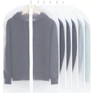 6 Pack Clear Garment Bags for Hanging Clothes, 2440 Suit Bags for Closet Storage, Garment Bag with Zipper, Transparent Clothes Dust Cover for Suits, Coats & Dresses, Durable PEVA