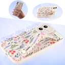 AIGOMARA for iPhone 16 Plus Case with Strap, Cute Flower Silicone, White