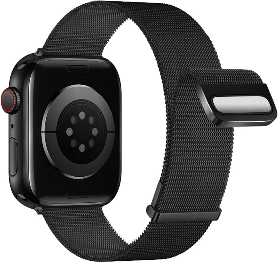 Double Magnetic Compatible for Apple Watch Band Ultra 2,SE, Stainless Steel Strap Metal Mesh Sport Loop for iWatch Bands 38mm 40mm 41mm 42mm 44mm 45mm 46mm 49mm Series 10/9/8/7/6/5/4/3/2/1 Women Men