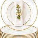 Havawish 8 Pcs 13 Inch Clear Glass Charger Plates with Gold Edge